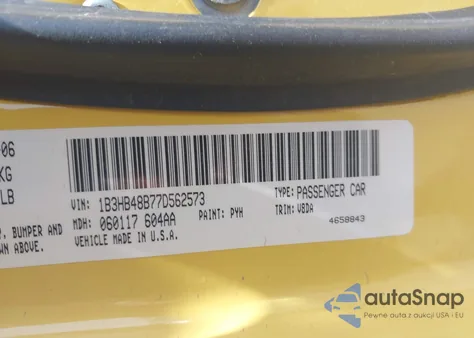 2007 Dodge Caliber Sxt из США, поврежденный, VIN 1B3HB48B77D562573